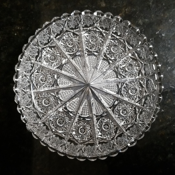 Czech Queen Lace Cut Crystal 6.25" x 1" Plate - Picture 6 of 8